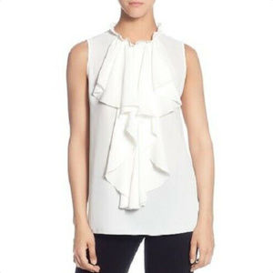 NWOT—T TAHARI Womens Sleeveless Ruffle Blouse—Top